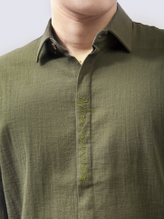 Áo Sơ Mi Linen ASM1268 Màu Rêu