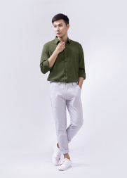 Áo Sơ Mi Linen ASM1268 Màu Rêu