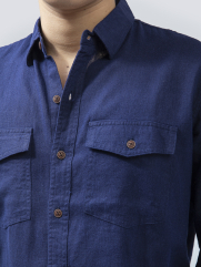 Áo Sơ Mi Linen ASM1269 Màu Xanh Đen