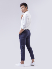 Quần Tây Kẻ Sọc Form Slim-Cropped QT150 Màu Xanh Đen