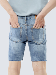 Quần Short Jean Rách Cắt Lai In Chữ QS196 Màu Xanh Biển 