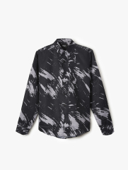 Áo Sơ Mi In Họa Tiết SM083 Màu Đen