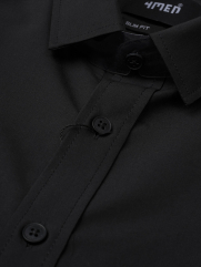 Áo Sơ Mi Trơn Vải Modal Ít Nhăn Form Slimfit SM079 Màu Đen