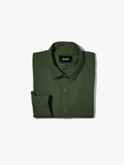 Áo Sơ Mi Trơn Tay Dài SM088 Màu Rêu