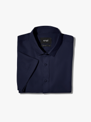 Áo Sơ Mi Tay Ngắn Trơn SM087 Màu Xanh Đen