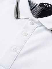 Áo Polo Slimfit Phối Caro PO095 Màu Trắng