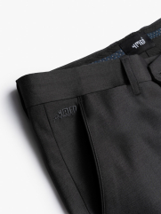 Quần Tây Trơn Vải Rayon Ít Nhăn Thêu 4MEN Premium Form Slimfit QT031 Màu Xám Đậm