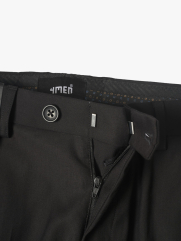 Quần Tây Trơn Vải Rayon Ít Nhăn Thêu 4MEN Premium Form Slimfit QT031 Màu Đen