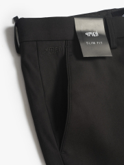 Quần Tây Trơn Vải Rayon Ít Nhăn Thêu 4MEN Premium Form Slimfit QT031 Màu Đen