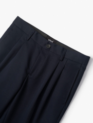 Quần Tây Xếp Li Thêu Form Slimfit Crop QT055 Màu Xanh Đen