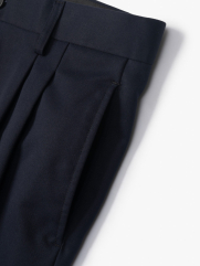 Quần Tây Xếp Li Thêu Form Slimfit Crop QT055 Màu Xanh Đen