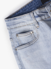 Quần Jeans Xanh Nhạt Thêu Chữ 4MEN Ở Lưng Form Slimfit QJ090