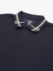 Áo Polo Tổ Ong Phối Bo Dệt Kiểu Form Slimfit PO124 Màu Xanh Đen