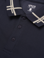 Áo Polo Tổ Ong Phối Bo Dệt Kiểu Form Slimfit PO124 Màu Xanh Đen