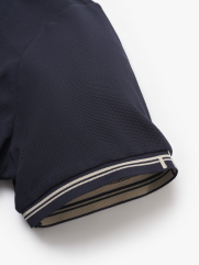 Áo Polo Tổ Ong Phối Bo Dệt Kiểu Form Slimfit PO124 Màu Xanh Đen