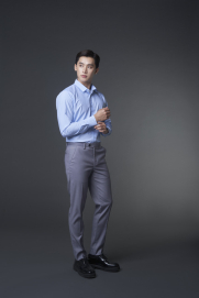 Áo Sơ Mi Trơn Vải Modal Ít Nhăn Form Slimfit SM079 Màu Xanh Biển