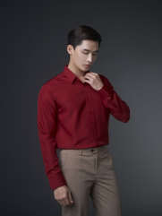 Áo Sơ Mi Trơn Tay Dài SM088 Màu Đỏ Đô