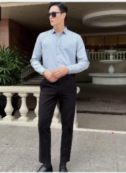 Áo Sơ Mi Trơn Tay Dài SM088 Màu Xám