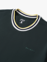 Áo Thun Phối Bo Dệt Sọc Form Slimfit AT145 Màu Xanh Cổ Vịt