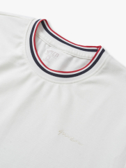 Áo Thun Phối Bo Dệt Sọc Form Slimfit AT145 Màu Trắng