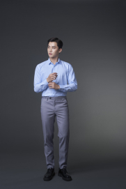 Quần Tây Trơn Vải Rayon Ít Nhăn Thêu 4MEN Premium Form Slimfit QT031 Màu Xám Trắng