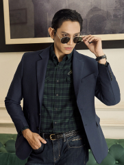 Áo Overshirt Vải Caro Flannel Thêu Heritage Form Loose SM166 Caro Xanh Lá