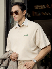 Áo Thun In Thêu Heritage Sau Lưng Form Loose AT157 Màu Be