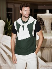 Áo Polo Rã Phối 2 Bên Tay Form Regular PO130 Màu Xanh Lá