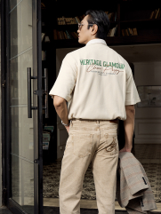 Áo Thun In Thêu Heritage Sau Lưng Form Loose AT157 Màu Be