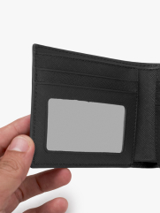 Ví Da Saffiano Phối Sọc BV048 Màu Đen