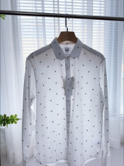 Áo Sơ Mi Vải Modal In Họa Tiết Chấm Bi Form Regular SM168 Màu Trắng