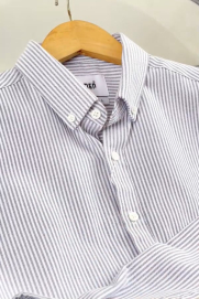 Áo Sơ Mi Vải Oxford Sọc Form Regular SM159 Sọc Xám