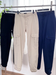 Quần Jogger Kaki Lưng Thun Túi Hộp Form Regular JO015 Màu Xanh Đen