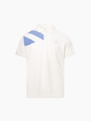 Áo Polo Rayon In Logo Bánh Lái Form Regular PO165 Màu Trắng