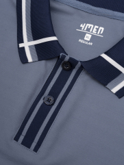 Áo Polo Rayon In Logo Tròn 4M Form Regular PO160 Màu Xanh Đá