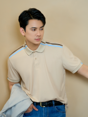 Áo Polo Rayon Phối 2 Sọc Ở Vai Form Regular PO158 Màu Be