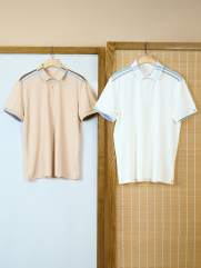 Áo Polo Rayon Phối 2 Sọc Ở Vai Form Regular PO158 Màu Trắng