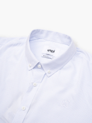 Áo Sơ Mi Caro Hạn Chế Nhăn Wrinkle X Thêu Logo M Ở Ngực Form Slimfit SM175 Caro Xanh Biển