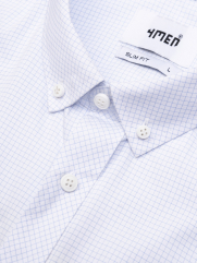 Áo Sơ Mi Caro Hạn Chế Nhăn Wrinkle X Thêu Logo M Ở Ngực Form Slimfit SM175 Caro Xanh Biển