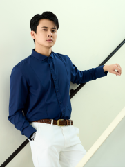 Áo Sơ Mi Diễu Ly Hạn Chế Nhăn Wrinkle X Thêu Peakhour Form Slimfit SM182 Màu Xanh Đen