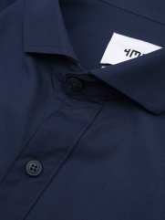 Áo Sơ Mi Diễu Ly Hạn Chế Nhăn Wrinkle X Thêu Peakhour Form Slimfit SM182 Màu Xanh Đen