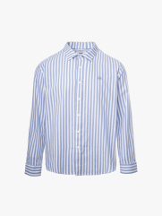 Áo Sơ Mi Oxford Sọc Xanh Thêu Bánh Lái Form Tailored SM183 Sọc Xanh Biển