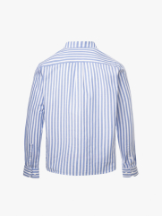 Áo Sơ Mi Oxford Sọc Xanh Thêu Bánh Lái Form Tailored SM183 Sọc Xanh Biển