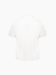 Áo Sơ Mi Linen Trắng Thêu Hình Mỏ Neo 4M Form Regular SM184 Màu Trắng