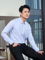 Áo Sơ Mi Sọc Hạn Chế Nhăn Wrinkle X Thêu Chữ Peak Hour Form Slimfit SM176