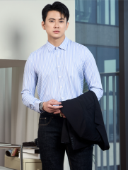 Áo Sơ Mi Sọc Hạn Chế Nhăn Wrinkle X Thêu Chữ Peak Hour Form Slimfit SM176