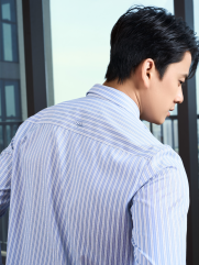 Áo Sơ Mi Sọc Hạn Chế Nhăn Wrinkle X Thêu Chữ Peak Hour Form Slimfit SM176