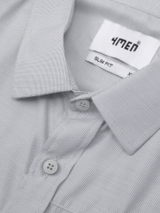 Áo Sơ Mi Sọc Hạn Chế Nhăn Wrinkle X Thêu M Ở Túi Form Slimfit SM174 Sọc Đen