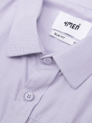 Áo Sơ Mi Sọc Hạn Chế Nhăn Wrinkle X Thêu M Ở Túi Form Slimfit SM174 Sọc Tím