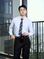 Áo Sơ Mi Sọc Hạn Chế Nhăn Wrinkle X Thêu M Ở Túi Form Slimfit SM174 Sọc Xanh Biển